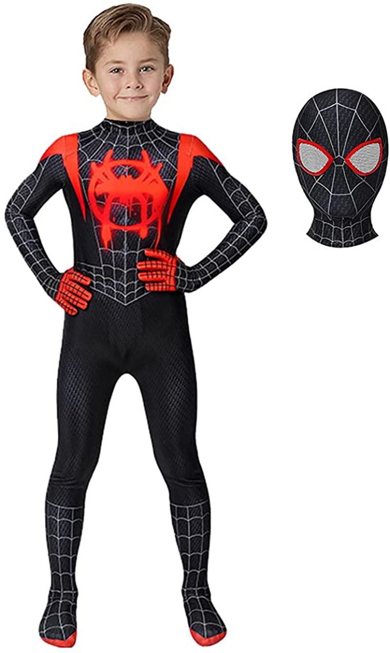 Superhero Costume Kids Cosplay Bodysuit Boys Halloween Dress Up Spandex Full Jumpsuit Zentai Apparel & Accessories > Costumes & Accessories > Costumes Heybest Black M(Height:47"-51") 