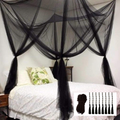 Comtelek Mosquito NET for Bed Canopy, Four Corner Post Curtains Bed Canopy Elegant Mosquito Net Set, Stick Hook &Profession Rope for Net, Screen Netting Canopy Curtains, Full/Queen/King/Black Sporting Goods > Outdoor Recreation > Camping & Hiking > Mosquito Nets & Insect Screens Comtelek Black  