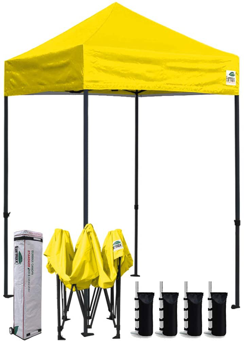 Eurmax 8x8 Feet Ez Pop up Canopy, Outdoor Canopies Instant Party Tent, Sport Gazebo with Roller Bag,Bonus 4 Canopy Sand Bags (White) Home & Garden > Lawn & Garden > Outdoor Living > Outdoor Structures > Canopies & Gazebos Eurmax yellow 5x5 
