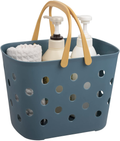 Portable Shower Caddy Tote Plastic Storage Basket with Handle Box Organizer Bin for Bathroom, Pantry, Kitchen, College Dorm, Garage, Cyan Sporting Goods > Outdoor Recreation > Camping & Hiking > Portable Toilets & Showers Anyoifax h-dark blue 1 Pack 