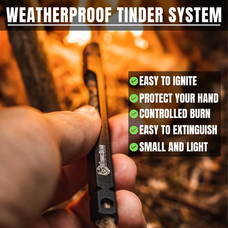 The Atomic Bear Fire Starter Survival Tool - Parrafin Wax Infused Hemp Tinder Tube - Start a Campfire - Hiking Camping Gear Kit - Works with Ferrorod and Survival Lighter - 39" Long Wick + Firewand Sporting Goods > Outdoor Recreation > Camping & Hiking > Camping Tools The Atomic Bear   