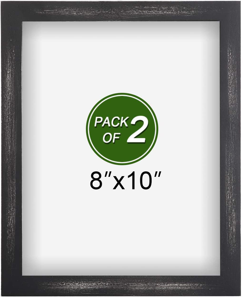 Emfogo 4x6 Picture Frame Photo Display for Tabletop Display Wall Mount Solid Wood High Definition Glass Photo Frame Pack of 2 Carbonized Black Home & Garden > Decor > Picture Frames Emfogo Vintage Black 8x10 inch 
