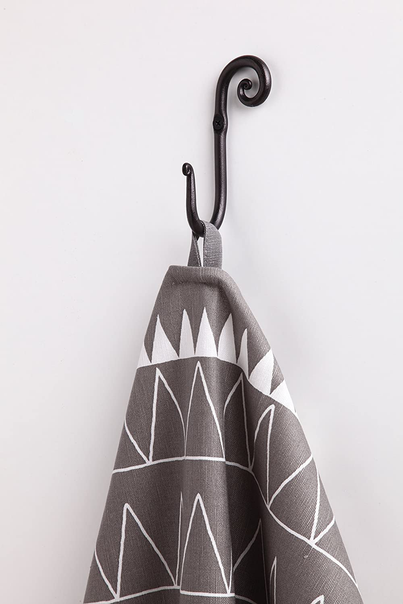 Decorative Stylish Wall Mounted Hooks, 3 Handmade Wrought Iron Right Swirl Hangers for Coat, Hat, Jacket, Robe, Bath Towel | Mug Hooks | Black Scroll Hangers | Handcrafted by RTZEN-Décor