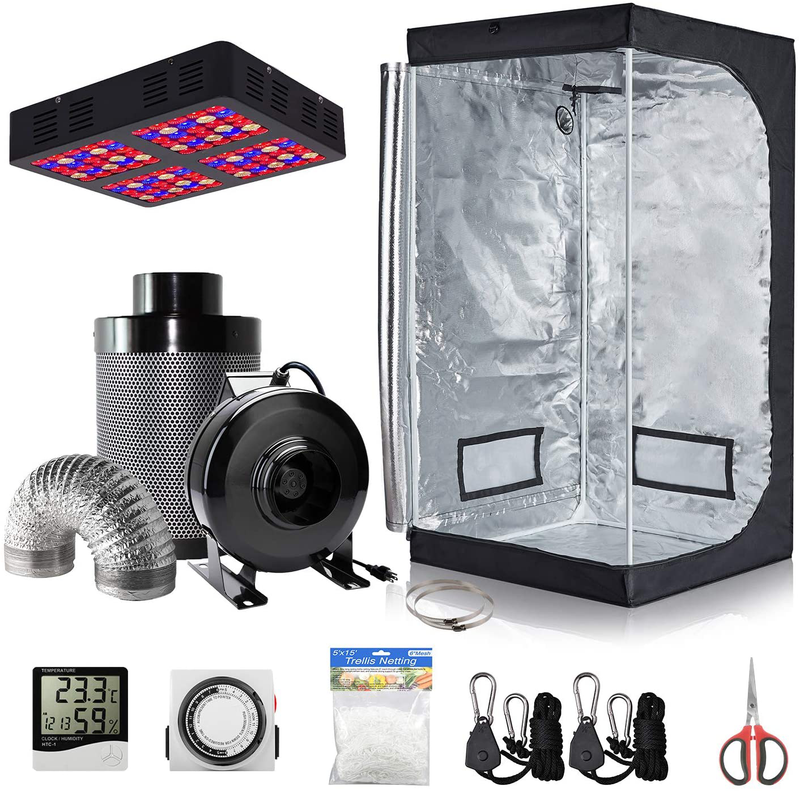 Hydro plus Grow Tent Kit Complete LED 300W Grow Light + 4" Fan Filter Ventilation Kit + 24"X24"X48" Grow Tent Setup Hydroponics Indoor Growing System Sporting Goods > Outdoor Recreation > Camping & Hiking > Tent Accessories Hydro Plus LED 600W+32''x32''x63'' Kit  