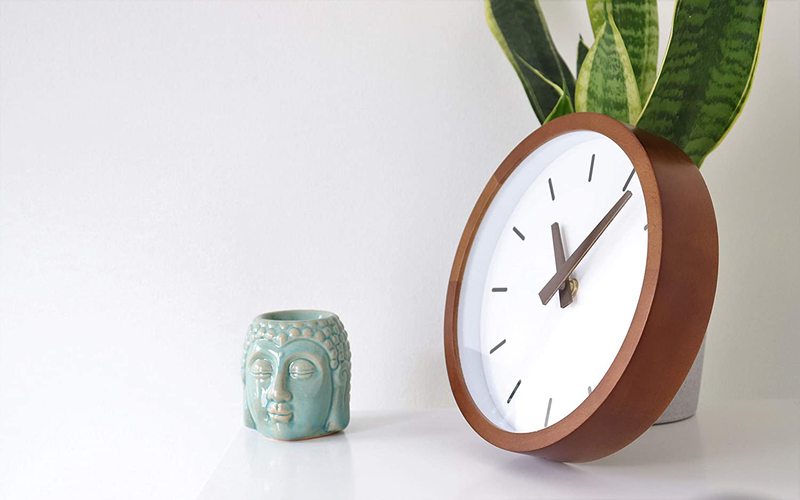 Driini Modern Mid Century Wood Analog Wall Clock (9") - Battery Operated with Silent Sweep Movement - Small Decorative Wooden Clocks for Bedrooms, Bathroom, Kitchen, Living Room, or Office Home & Garden > Decor > Clocks > Wall Clocks Driini   