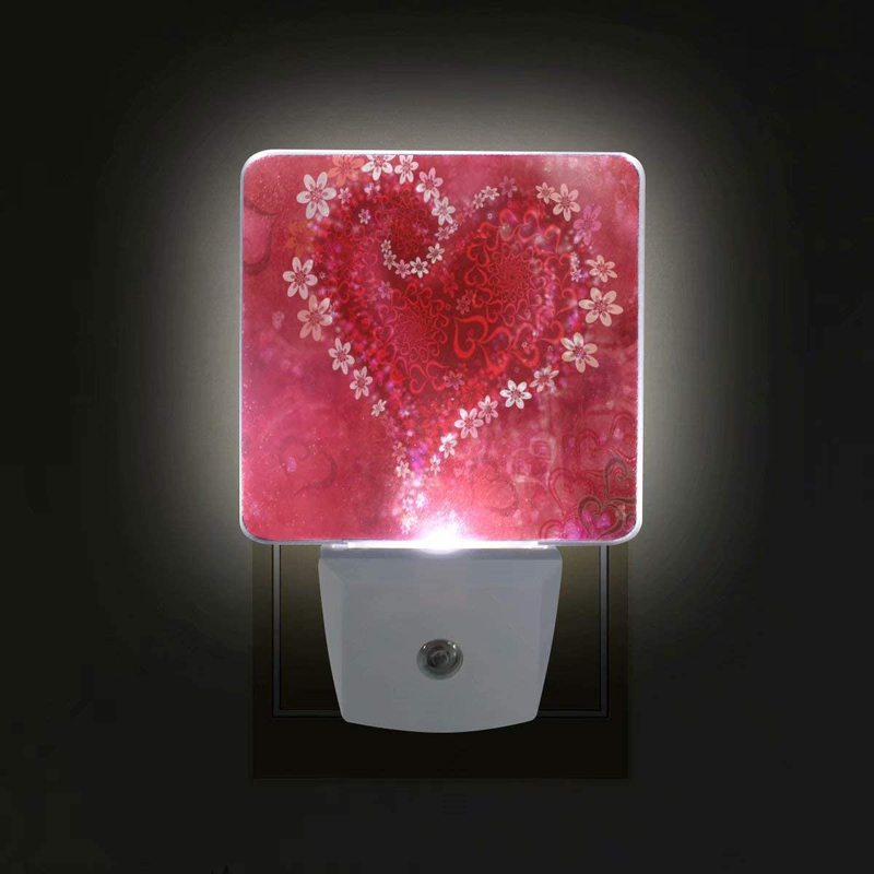 Pfrewn Happy Valentine Day Night Light Set of 2 Mothers Day Red Heart Plug-In LED Nightlights Spring Be Mine Love Auto Dusk-To-Dawn Sensor Lamp for Bedroom Bathroom Kitchen Hallway Stairs Decorative Home & Garden > Lighting > Night Lights & Ambient Lighting Pfrewn   