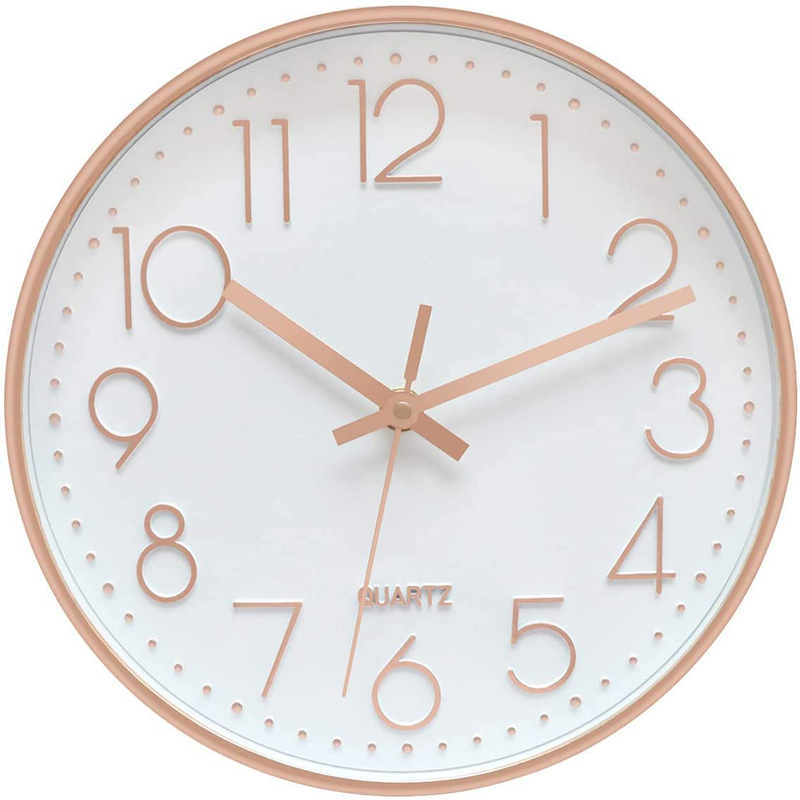 Foxtop Non-Ticking Wall Clock 10 inch Silent Quartz Round Battery Operated Wall Clock Modern Simple Style for Living Room Bedroom Bathroom Home Office School Decor (Gray) Home & Garden > Decor > Clocks > Wall Clocks Foxtop Rose Gold  