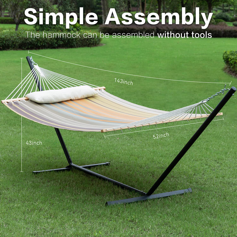 Gafete Waterproof 2 Person Hammock with Stand Included Heavy Duty Textilene Double Hammock with Pillow for Outdoor, Max 475lbs Capacity, Quick Dry (Coffee) Home & Garden > Lawn & Garden > Outdoor Living > Hammocks gafete   