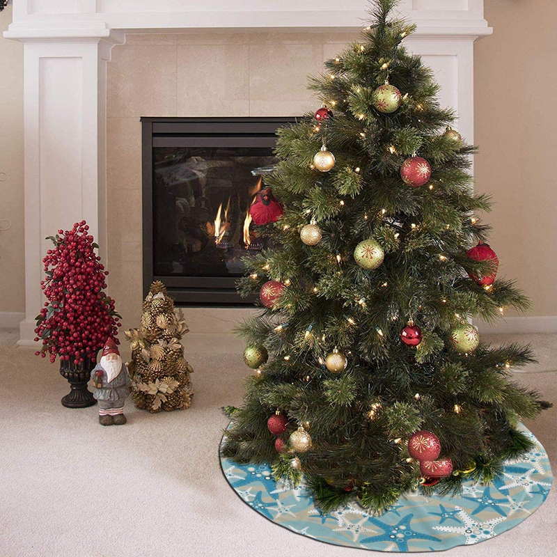 Christmas Tree Skirt Starfish 35.5" Tree Skirt for Xmas Decor Festive Holiday Decoration Home & Garden > Decor > Seasonal & Holiday Decorations > Christmas Tree Skirts SAPOY   