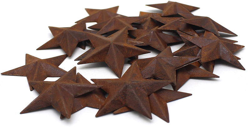 CVHOMEDECO. Primitives Rustic Country Décor. Rusty Small Metal Barn Star Home Decorative Accents, 2-Inch, Set of 24