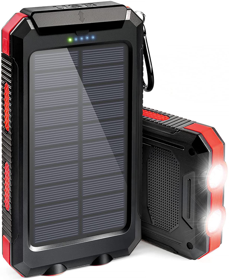 Solar Charger 20000Mah, Suscell Portable Solar Power Bank for Cell Phone, Dual 5V/2.1A USB Ports Output, 2 Led Flashlight, Perfect for Outdoor Activities, Compatible with Smartphones and Other Devices Sporting Goods > Outdoor Recreation > Camping & Hiking > Tent Accessories Suscell Red-20,000mAh  