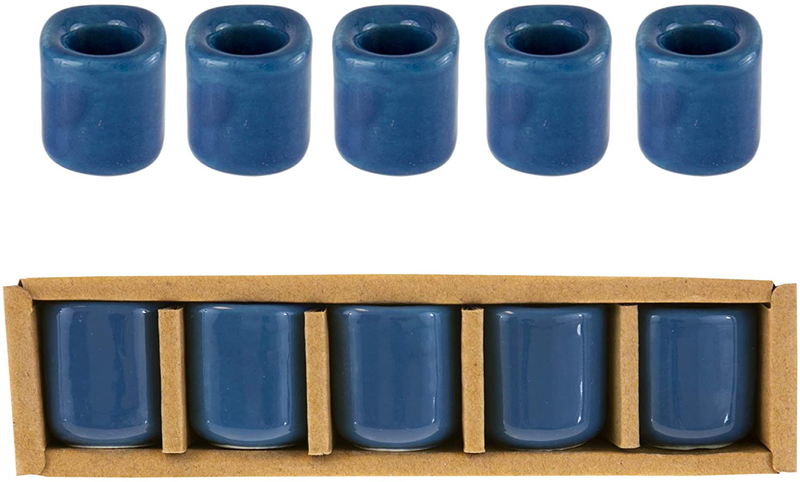 Mega Candles 5 pcs Black Ceramic Chime Ritual Spell Candle Holders, Great for Casting Chimes, Rituals, Spells, Vigil, Witchcraft, Wiccan Supplies & More Home & Garden > Decor > Home Fragrance Accessories > Candle Holders Mega Candles Dark Blue  