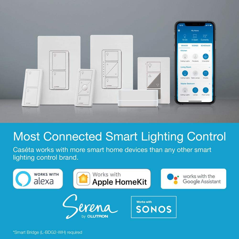 Lutron Caseta Wireless Single-Pole/3-Way Smart Lighting Lamp Dimmer and Remote Kit | P-PKG1P-WH-R | White Home & Garden > Lighting Accessories > Lighting Timers Lutron   