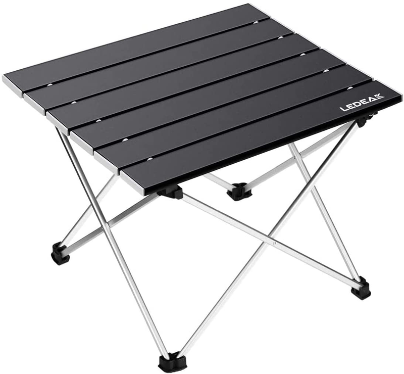 Ledeak Portable Camping Table, Small Ultralight Folding Table with Aluminum Table Top and Carry Bag, Easy to Carry, Perfect for Outdoor, Picnic, BBQ, Cooking, Festival, Beach, Home Use