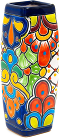 Enchanted Talavera Mexican Ceramic Pottery Flower Vase Handmade Floral Pattern Centerpiece Flower Pot (Cobalt) Home & Garden > Decor > Vases Enchanted Talavera Blue  