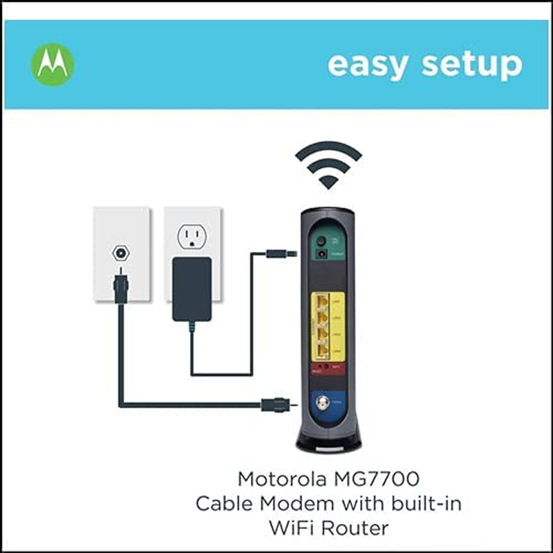 Motorola MG7700 24x8 Cable Modem Plus AC1900 Dual Band WiFi Gigabit Router with Power Boost, 1000 Mbps Maximum Docsis 3.0 - Approved by Comcast Xfinity, Cox and More