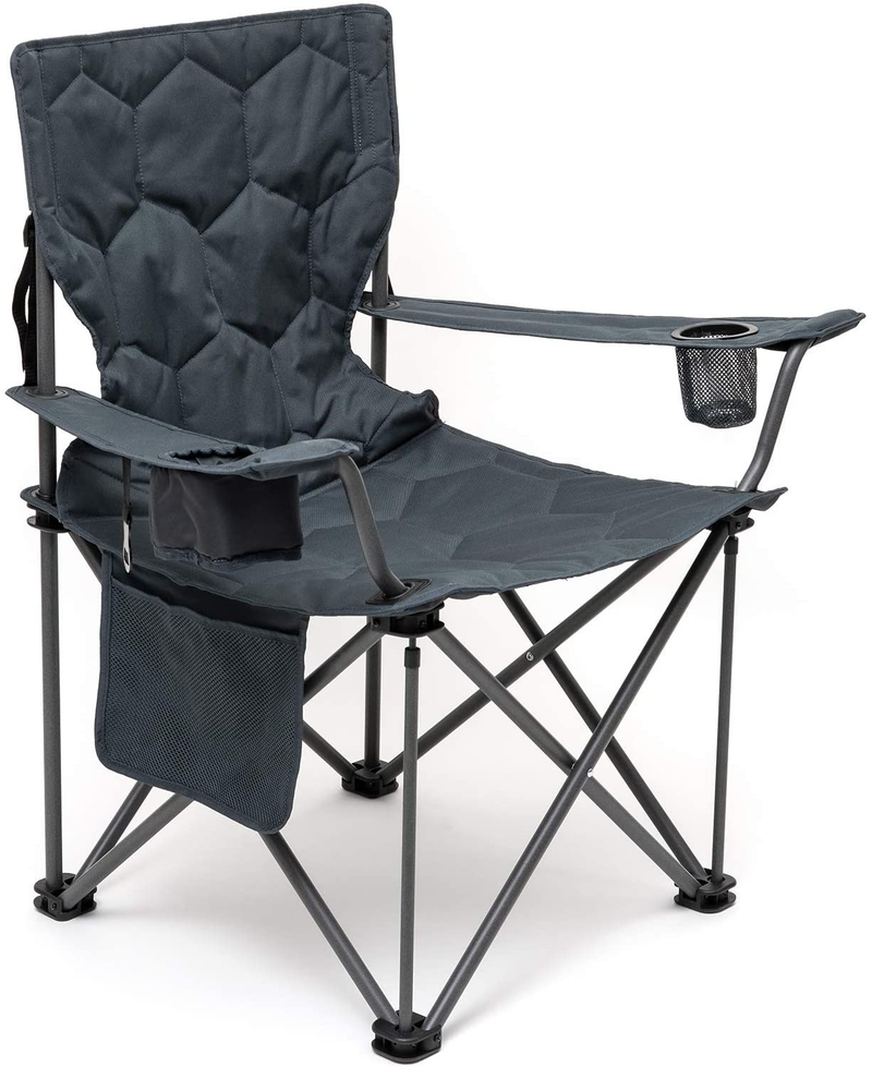 Sunnyfeel Oversized Camping Chair, Folding Camp Chairs for Adults Heavy Duty Big Tall People 500 LBS, XL Padded Portable Lawn Chair with Armrest Cup Holder & Pocket for Outdoor/Picnic/Beach Sporting Goods > Outdoor Recreation > Camping & Hiking > Camp Furniture SUNNYFEEL Grey  
