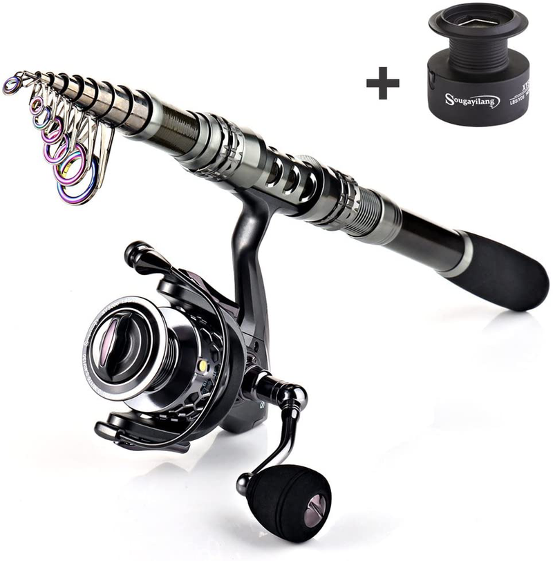 Sougayilang Fishing Rod Combos with Telescopic Fishing Pole Spinning Reels Fishing Carrier Bag for Travel Saltwater Freshwater Fishing Sporting Goods > Outdoor Recreation > Fishing > Fishing Rods Sougayilang   