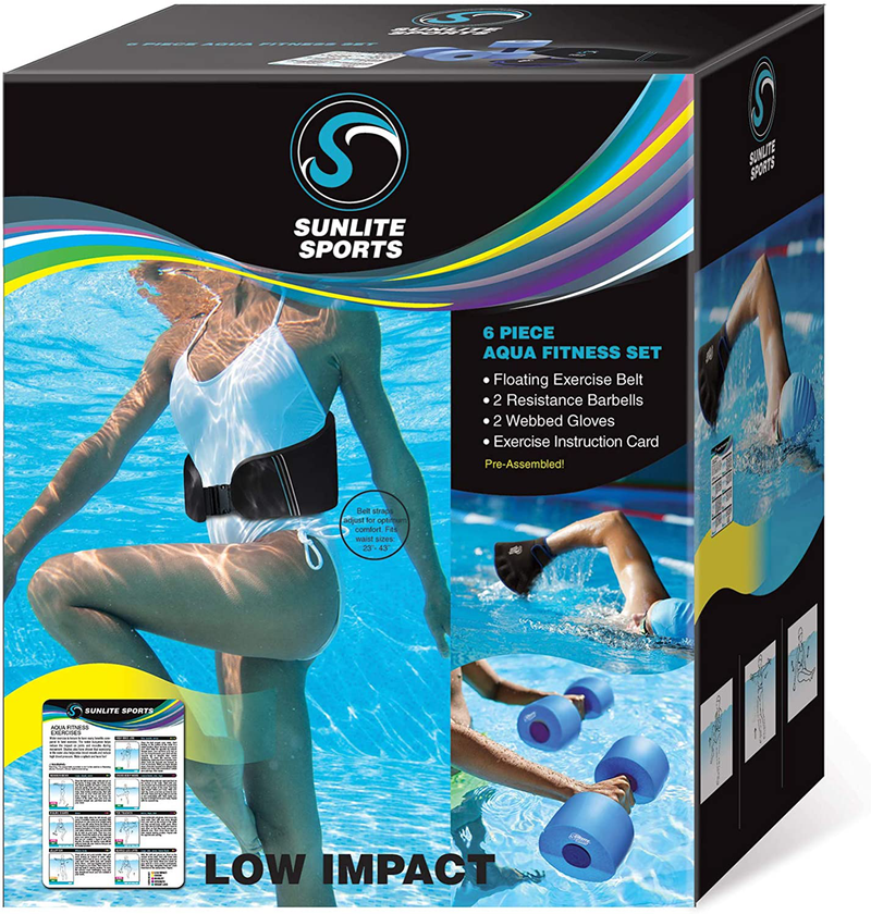 Sunlite Sports High-Density EVA-Foam Dumbbell Set, Water Weight, Soft Padded, Water Aerobics, Aqua Therapy, Pool Fitness, Water Exercise