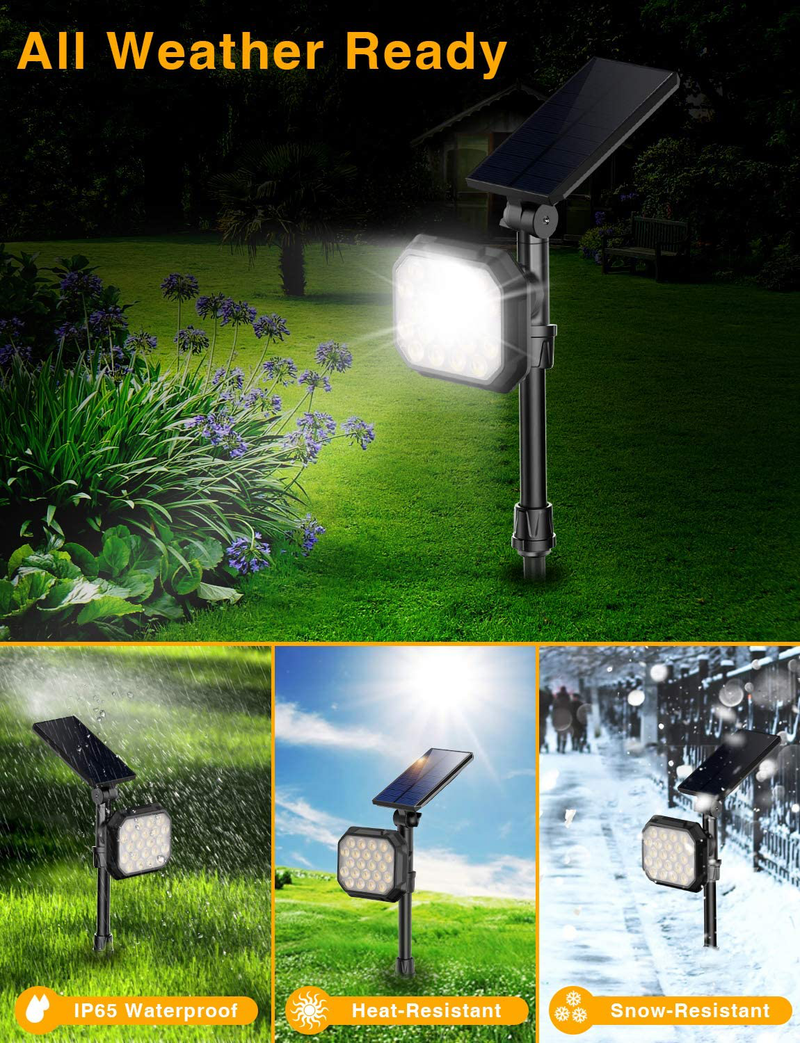ROSHWEY Solar Landscape SpotLights Outdoor, 22 LED 700 Lumens Bright Landscape Light Waterproof Security Lamps for Yard, Pathway, Walkway, Garden, Driveway - Cool White, 4 Pack Home & Garden > Lighting > Lamps ROSHWEY   