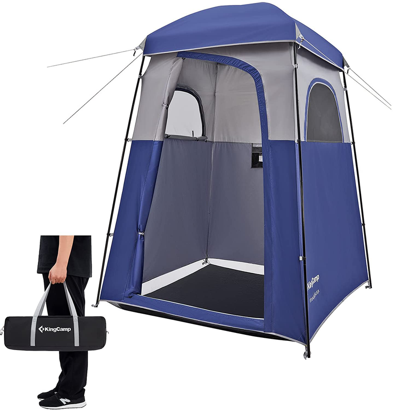 Kingcamp Outdoor Privacy Tent, Oversize Shower Tent for Camping, Portable Camping Privacy Shelter Dressing Rroom Changing Room Tent with Carry Bag, Easy Set Up, 1 Room/2 Rooms Sporting Goods > Outdoor Recreation > Camping & Hiking > Portable Toilets & Showers KingCamp 1 Room/Blue  
