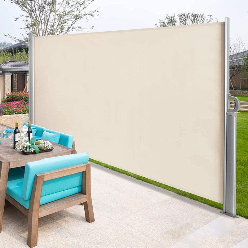 Retractable Side Awning 63" x 118" Patio Screen Waterproof Room Divider Outdoor Shade Sails Folding Privacy Screen for Privacy Garden Outdoor Patio and Terrace