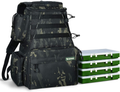 Rodeel Fishing Tackle Backpack 2 Fishing Rod Holders with 4 Tackle Boxes, Large Storage,Backpack for Trout Fishing Outdoor Sports Camping Hiking Sporting Goods > Outdoor Recreation > Fishing > Fishing Tackle Rodeel C.Black Camo -with 4 Trays  
