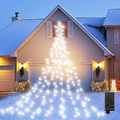 Outdoor Christmas Decorations Star Light,16.4 ft 344 LED Waterfall Tree Lights with Topper Star String Lights Plug in ,8 Lighting Mode Christmas Star Lights for Party Home Holiday Decor(Warm White) Home & Garden > Decor > Seasonal & Holiday Decorations& Garden > Decor > Seasonal & Holiday Decorations Linhai Baoguang Lighting Co., Ltd Cool White  