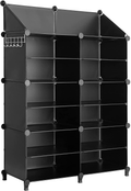 Puroma Stackable Shoe Storage Organizer Cabinet, 6-Cube Plastic Shoe Storage Rack Durable Modular Shoe Cabinet with Wooden Mallet DIY for Home, Office, Bedroom（Black) Furniture > Cabinets & Storage > Armoires & Wardrobes Puroma Black  