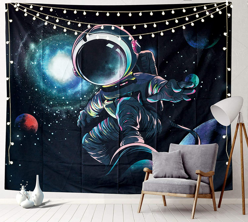 Sosolong Astronaut Tapestry, Galaxy Tapestry Outer Space Tapestry for Boys Bedroom Decor ，Living Room Or Dorm Wall A Hanging Tapestry (PLANET, 59in*51in) Home & Garden > Decor > Artwork > Decorative Tapestries Sosolong SURFING 79in*59in 