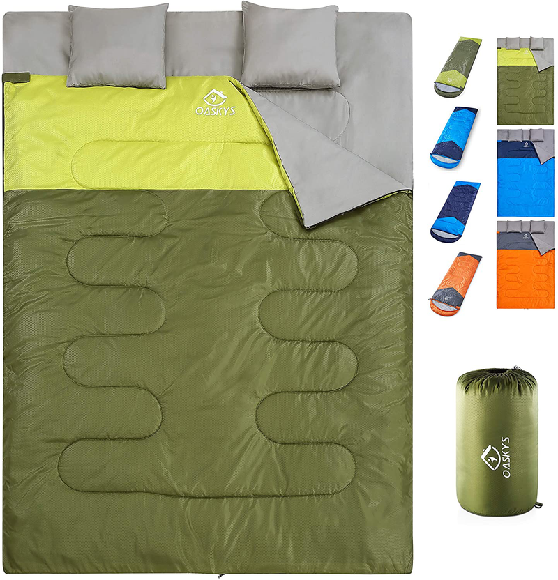 Oaskys Camping Sleeping Bag - 3 Season Warm & Cool Weather - Summer, Spring, Fall, Lightweight, Waterproof for Adults & Kids - Camping Gear Equipment, Traveling, and Outdoors Sporting Goods > Outdoor Recreation > Camping & Hiking > Sleeping Bags oaskys Dark Green 59in x 86.6" 