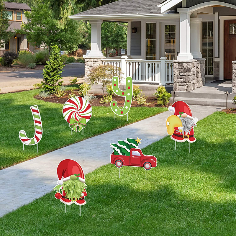 ORIENTAL CHERRY Christmas Decorations Outdoor - 6PCS Large Xmas Yard Stakes - Joy Gnomes Santa Holiday Outside Decor Signs for Home Lawn Pathway Walkway Home & Garden > Decor > Seasonal & Holiday Decorations& Garden > Decor > Seasonal & Holiday Decorations ORIENTAL CHERRY   