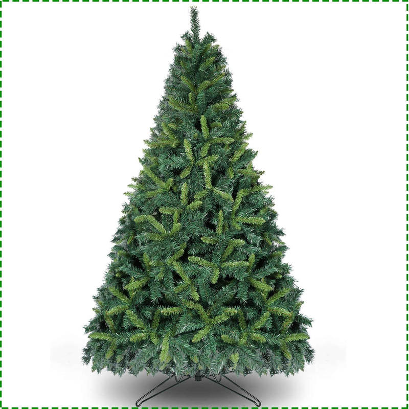 OurWarm 7.5ft Artificial Christmas Tree Unlit Xmas Tree for Indoor Outdoor Holiday Home Decorations with 1600 Branch Tips, Foldable Metal Stand, Bottle Green & Shallow Green Home & Garden > Decor > Seasonal & Holiday Decorations > Christmas Tree Stands OurWarm Default Title  