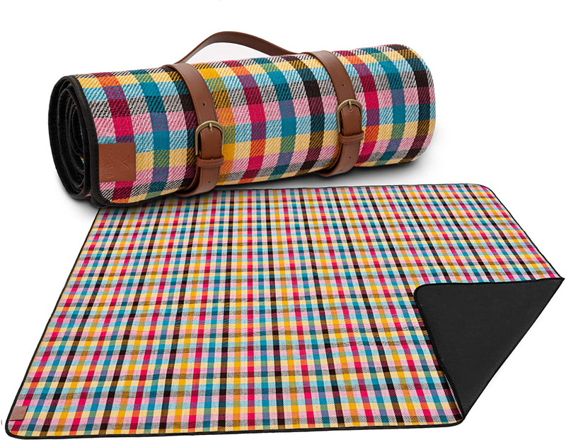 Picnic Blanket Waterproof Foldable Extra Large - Multi Color Sandproof Outdoor Compact Travel Blanket - Lightweight Park Blanket by Foglia TIM Home & Garden > Lawn & Garden > Outdoor Living > Outdoor Blankets > Picnic Blankets Foglia TIM Multicolored Checkered  