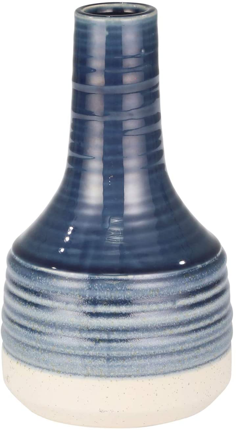 Sagebrook Home 14031-06 Ceramic Genie Vase 10", Navy, 5.5''L x 5.5''W x 10''H, Blue and White Home & Garden > Decor > Vases Sagebrook Home   