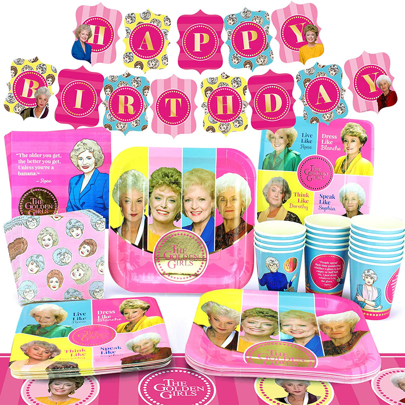 Golden Girls Party Supplies (Standard) Birthday Party Decorations with Happy Birthday Banner, 58 Piece Set - 40th Birthday Decorations, 50th Birthday Decorations for Women, Bridal Shower Decorations Home & Garden > Decor > Seasonal & Holiday Decorations& Garden > Decor > Seasonal & Holiday Decorations Prime Party Standard Pack (for 16 guests)  