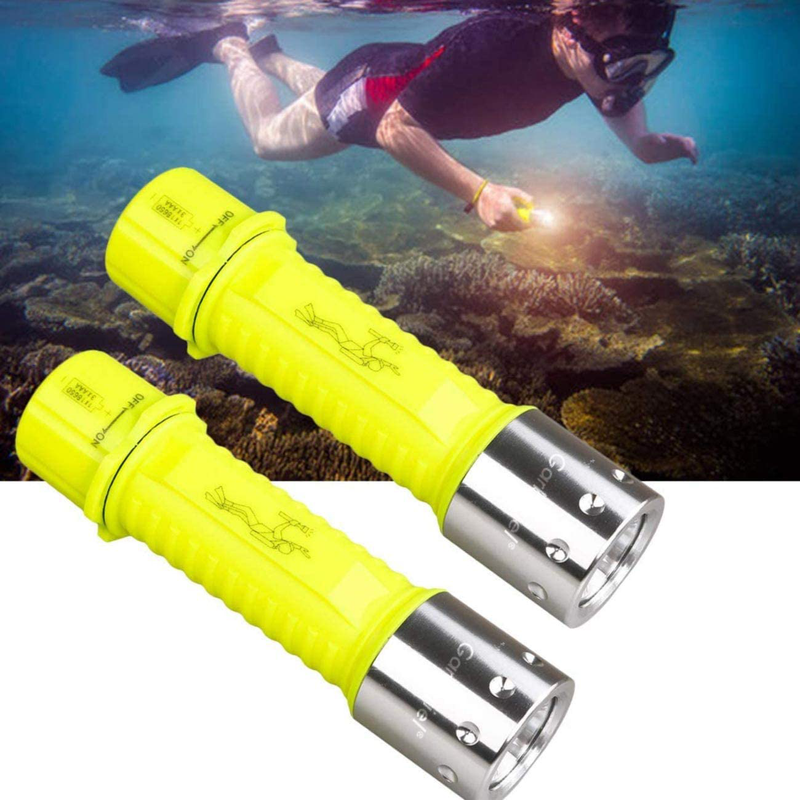 Garberiel 2 Pack Scuba Diving Flashlight, Super Bright Dive Light 3 Modes Underwater Waterproof Torch for Scuba Diving, Night Snorkeling (Battery Not Include)