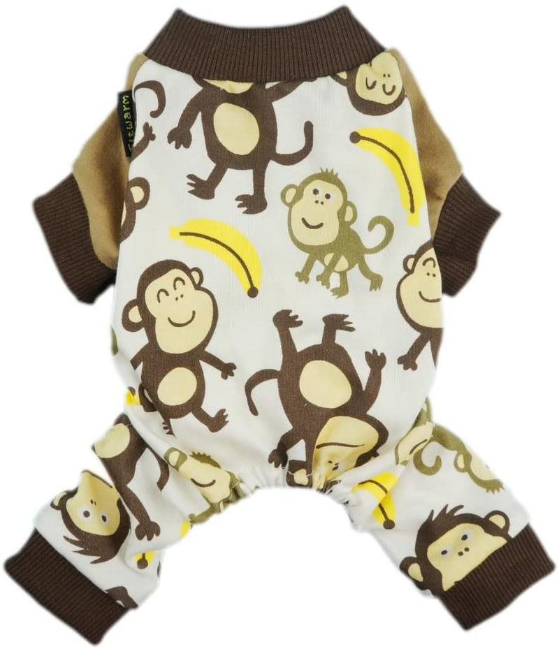 Fitwarm Soft Cotton Adorable Monkey Dog Pajamas Shirt Pet Clothes, Brown Animals & Pet Supplies > Pet Supplies > Dog Supplies > Dog Apparel Fitwarm XX-large (Chest23" Back18")  
