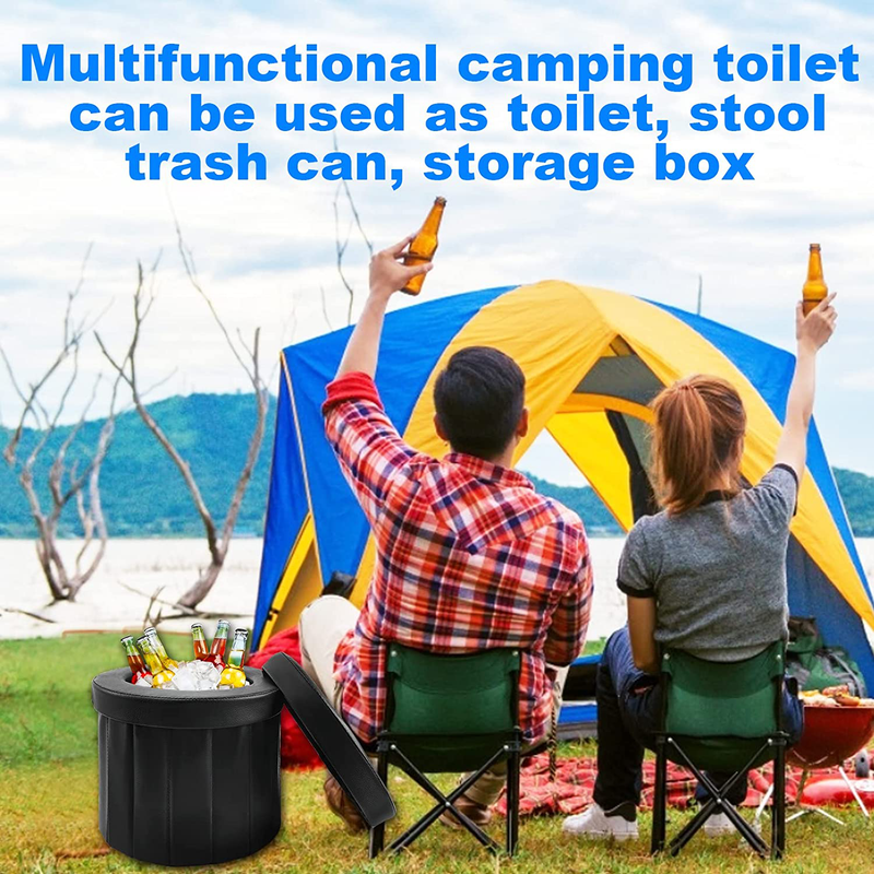 Euphrosy Portable Toilet Xxl,Camping Toilet with a Free Handbag & 12 Toilet Garbage Bags, Compact Camping Toilet Applicable to Camping/Boat/Road Trips/Beach