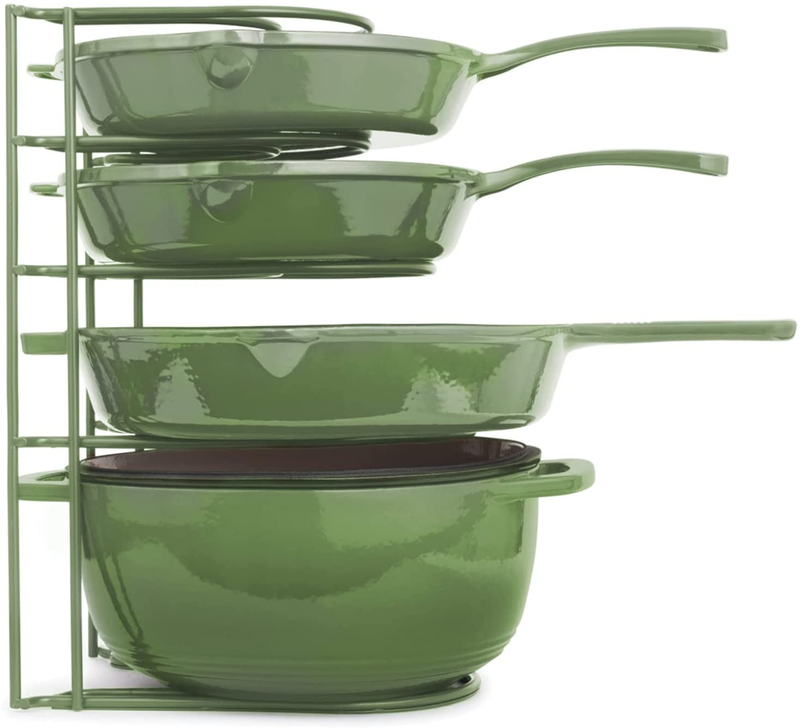 Heavy Duty Pan Organizer, Extra Large 5 Tier Rack - Holds Cast Iron Skillets, Dutch Oven, Griddles - Durable Steel Construction - Space Saving Kitchen Storage - No Assembly Required - Grey 15.4-Inch Home & Garden > Kitchen & Dining > Food Storage cuisinel Green  