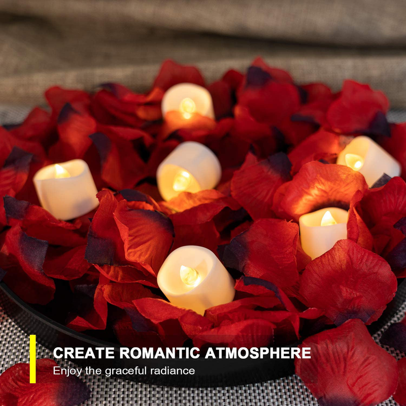 Homemory LED Candles, 12pcs Battery Tea Lights with 100pcs Artificial Rose Petals, Long Lasting LED Tea Lights, Ideal for Propose, Wedding, and Valentine's Day Home & Garden > Decor > Home Fragrances > Candles Homemory   