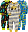 Simple Joys by Carter's Baby Boys' 3-Pack Snug Fit Footless Cotton Pajamas Apparel & Accessories > Costumes & Accessories > Costumes Simple Joys by Carter's Blue/Navy/Grey, Trucks/Dinosaur/Monster 12 Months 