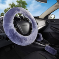 Yontree Fashion Fluffy Steering Wheel Covers for Women/Girls/Ladies Australia Pure Wool 15 Inch 1 Set 3 Pcs (Black) Vehicles & Parts > Vehicle Parts & Accessories > Vehicle Maintenance, Care & Decor > Vehicle Decor > Vehicle Steering Wheel Covers Yontree Gray Short Hair 