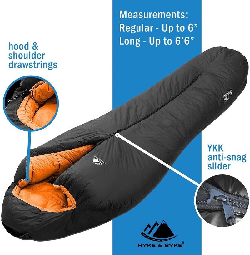Hyke & Byke Antero 15 Degree F 800 Fill Power Hammock Compatible Hydrophobic Goose down Sleeping Bag with Clusterloft Base – Innovative Design for Hammock, Ground Camping or Backpacking Sporting Goods > Outdoor Recreation > Camping & Hiking > Sleeping BagsSporting Goods > Outdoor Recreation > Camping & Hiking > Sleeping Bags Hyke & Byke   