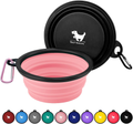 Rest-Eazzzy Expandable Dog Bowls for Travel, 2-Pack Dog Portable Water Bowl for Dogs Cats Pet Foldable Feeding Watering Dish for Traveling Camping Walking with 2 Carabiners, BPA Free  Rest-Eazzzy black&pink Medium 