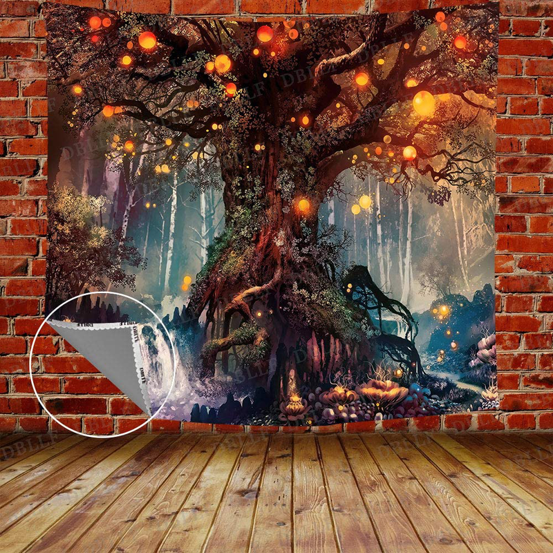 DBLLF Fantasy Plant Magical Forest Tapestry Fantasy Fairy Tales Tapestry A Large Flannel Life Tree Elves Waterfalls Stream Fairy Tales Wall Art Hanging with River Bedroom Living Room 80" 60" DBZY0425 Home & Garden > Decor > Artwork > Decorative TapestriesHome & Garden > Decor > Artwork > Decorative Tapestries DBLLF 60Wx60L  