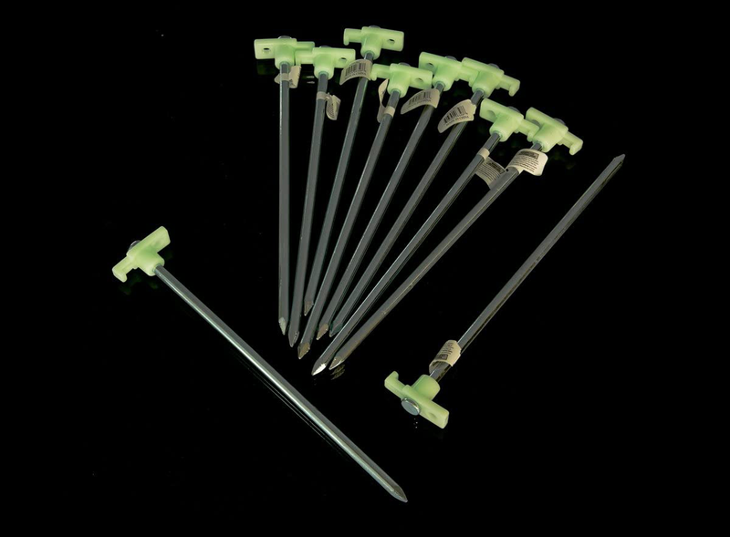 SE 10-1/2" Metal Tent Pegs with Glow-In-The-Dark Stoppers (10-Pack) - 910NRC10 Sporting Goods > Outdoor Recreation > Camping & Hiking > Tent Accessories Sona Enterprises   