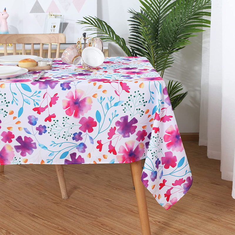 LUSHVIDA Easter Fabric Rectangle Table Cloth 60 X 84 Inch, Polyester Easter Spring Flower Tablecloth, Table Cover Protector for Holiday, Party, Wedding, Birthday, Banquet Decoration Use, Floral Home & Garden > Decor > Seasonal & Holiday Decorations LUSHVIDA Spring Flower 60x120 Inch 