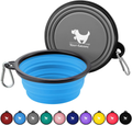Rest-Eazzzy Expandable Dog Bowls for Travel, 2-Pack Dog Portable Water Bowl for Dogs Cats Pet Foldable Feeding Watering Dish for Traveling Camping Walking with 2 Carabiners, BPA Free  Rest-Eazzzy grey&blue S 