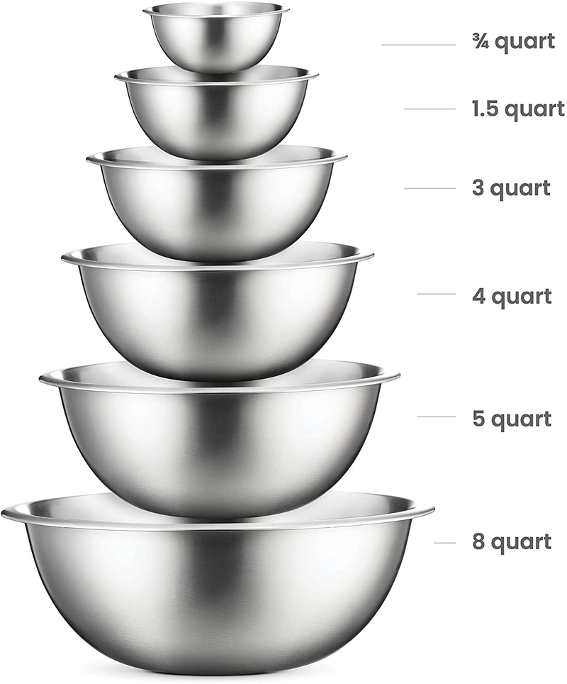 Stainless Steel Mixing Bowls (Set of 6) Stainless Steel Mixing Bowl Set - Easy To Clean, Nesting Bowls for Space Saving Storage, Great for Cooking, Baking, Prepping Home & Garden > Kitchen & Dining > Kitchen Tools & Utensils FineDine   
